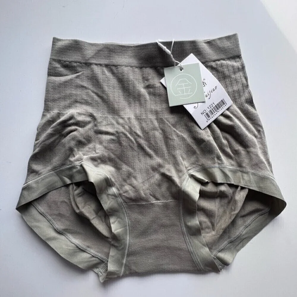 Tinbaijiao high 3 packs waist Plain panties green/olive one size.